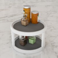 Lazy Susan  9.75 Inch Diameter Plastic Round Two Tier Turntable Kitchen, Pantry and Vanity