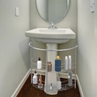 Lavish Home Pedestal Sink Organizer Compact Under Sink Rack 2 Shelves Towel Holder Chrome 1 unit Foods Co