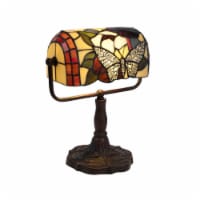 Tiffany Style Bankers Table Desk Lamp Stained Glass LED Bulb Lighted Artwork