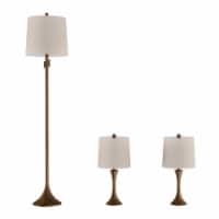 Table and Floor Lamps – Set of 3 Mid-Century Modern Metal Flared Trumpet Base with Energy