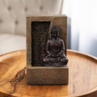 Tabletop Water Fountain Buddha Figure Stone Wall Waterfall Zen Soothing Sound