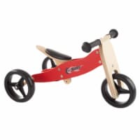 2-in-1 Wooden Balance Bike & Push Tricycle- Ride-On Toy with Easy Grip Handles, No Pedals,