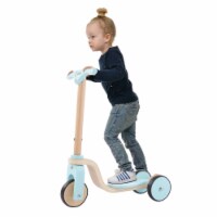 Kids Wooden Scooter-Beginner Push Steering Handlebar, 3 Wheel, Kick Scooter-Fun Balance and