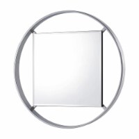 Furniture of America Norman Metal Frame Round Beveled Wall Mirror in Chrome