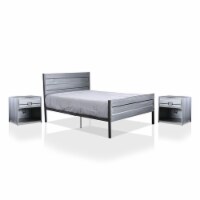 FOA Hazier Industrial 3pc Silver Metal Bedroom Set- Full + 2 Nightstands