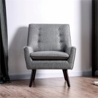 Furniture of America Walsh Mid-Century Fabric Tufted Accent Chair in Light Gray