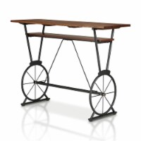 Furniture of America Cera Metal 1-Shelf Rectangle Bar Table in Toasted Barnwood