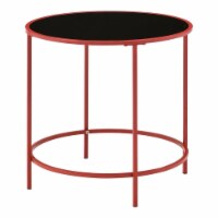 Furniture of America Keefer Contemporary Glass Top Side Table in Red