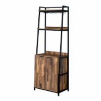 Furniture of America Bimme Rustic Metal 4-Shelf Wine Cabinet in Oak and Black