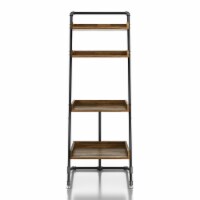 Furniture of America Karin Industrial Wood Display Shelf in Light Hickory