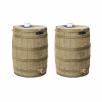 Good Ideas Rain Wizard 50 Gallon Rain Barrel Water Collector, Khaki (2 Pack)