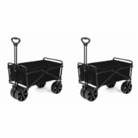 Seina Collapsible Steel Frame Folding Utility Beach Wagon Outdoor Cart (2 Pack)