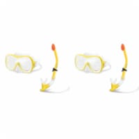 Intex Wave Rider Hypoallergenic Latex Free Mask & Easy Flow Snorkel Set (2 Pack)