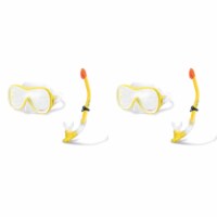 Intex Wave Rider Hypoallergenic Latex Free Mask & Easy Flow Snorkel Set (2 Pack)
