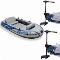 Intex Excursion 5 Inflatable Boat Set & 2 Transom Mount 8 Speed Trolling  Motors 