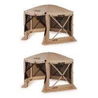 Clam Quick Set Pavilion Portable Camping Outdoor Gazebo Canopy, Tan (2 Pack)