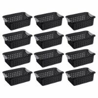 Sterilite Ultra Small Home Organization Storage Basket w/ Holes, Black (12 Pack)
