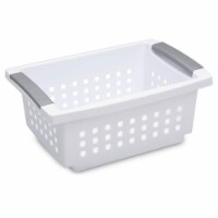 Sterilite Small Stacking Storage Basket with Comfort Grip Handles, White, 8 Pack