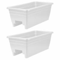 HC Companies 24 Inch Deck Rail Box Planter with Drainage Holes, White (2 Pack)