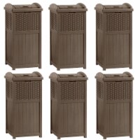 Suncast Trash Hideaway 33 Gallon Resin Wicker Outdoor Garbage Container (6 Pack)