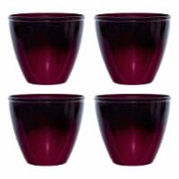 Suncast Seneca 16 Inch Ombre Resin Plant Flower Planter Pot, Red/Plum (4 Pack)