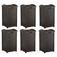 Suncast Trash Hideaway Outdoor Patio 33 Gal Garbage Waste Trash Can Bin (6 Pack)