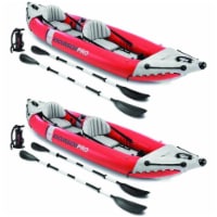 Intex Excursion Pro Inflatable 2 Person Vinyl Kayak w/ Oars & Pump, Red (2 Pack)