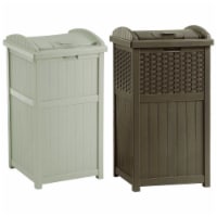 Suncast Trash Hideaway 33 Gallon Garbage Container, 1 Beige & 1 Brown (2 Pack)
