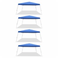 Caravan Canopy Pop-Up Tent V 12 x 12 ft Slanted Leg Instant Shade, Blue (4 Pack)