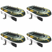 Intex Seahawk 4 Inflatable 4 Person Floating Boat Raft Set w/ Oars & Pump 4 Pack