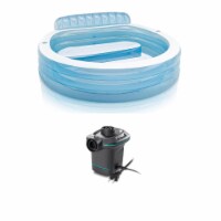 Intex 7.08'x 30 Family Lounge Pool w/ Built In Bench & 120V Electric Air Pump