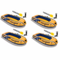 Intex Inflatable 2 Person Floating Boat Raft Set w/ Oars & Air Pump (4 Pack)