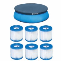 Intex 8' Above Ground Pool Vinyl Cover Tarp & Type H Easy Set Filter (6 Pack)