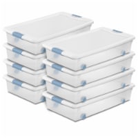 Sterilite 56 Quart Latching Stackable Wheeled Storage Container w/ Lid, (8 Pack)