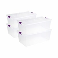 Sterilite 110-Quart Capacity Clear Storage Tote w/ Secure Latch Handles (4 Pack)