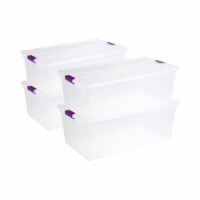 Sterilite Deep Plastic Stackable Storage Bin w/ Clear Latch Lid, Clear (4  Pack), 4pk - Fred Meyer