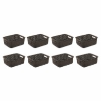 Sterilite Small 11  Long Weave Home Storage Basket Organizer, Espresso (8 Pack)