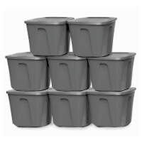 Homz 18-Gallon Stackable Plastic Storage Tote Container with Snap-On Lid, 8 Pack