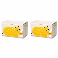 3 Sprouts Collapsible Toy Chest Storage Bin for Kids Playroom, Rhino (2 Pack)