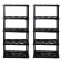 Gracious Living 5 Shelf Knect-A-Shelf Ventilated Heavy Duty Storage, Black 2Pack