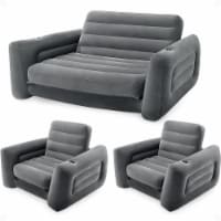 Intex Queen Size Inflatable Pull-Out Sofa Bed Couch and Chair Sleeper, Dark Gray Perspective: Main