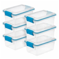 Sterilite 80-Qt Clear Plastic Stackable Storage Bin w/ Gasket Latch Lid, 12  Pack, 12pk - Foods Co.