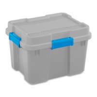 Sterilite 20 Gallon Plastic Home Storage Container Tote Box, Gray/Blue (12 Pack)