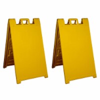 Plasticade Signicade A Frame Portable Folding Sidewalk Sign, Yellow (2 Pack)