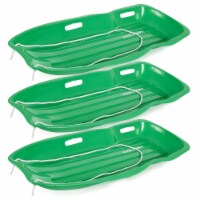 Slippery Racer Downhill Xtreme Kids Plastic Toboggan Snow Sled, Green (3 Pack)