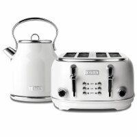 Haden Heritage 1.7 Liter Electric Tea Kettle & 4 Slice Wide Slot Toaster, White Perspective: Main