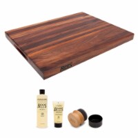 John Boos Walnut Wood Edge Grain Reversible Cutting Board & Maintenance Set