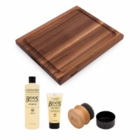 John Boos Walnut Wood 21 Inch Reversible Au Jus Carving Board & 3 Piece Care Set