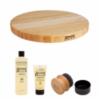 John Boos Maple Wood 18 Inch Reversible Round Cutting Board & Maintenance Set