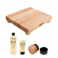 John Boos Maple Wood 12 Inch Cutting Board with Feet and 3 Piece Maintenance Set